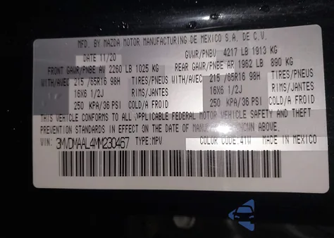 2021 Mazda Cx-30 2.5 S from USA, damaged, VIN 3MVDMAAL4MM230467